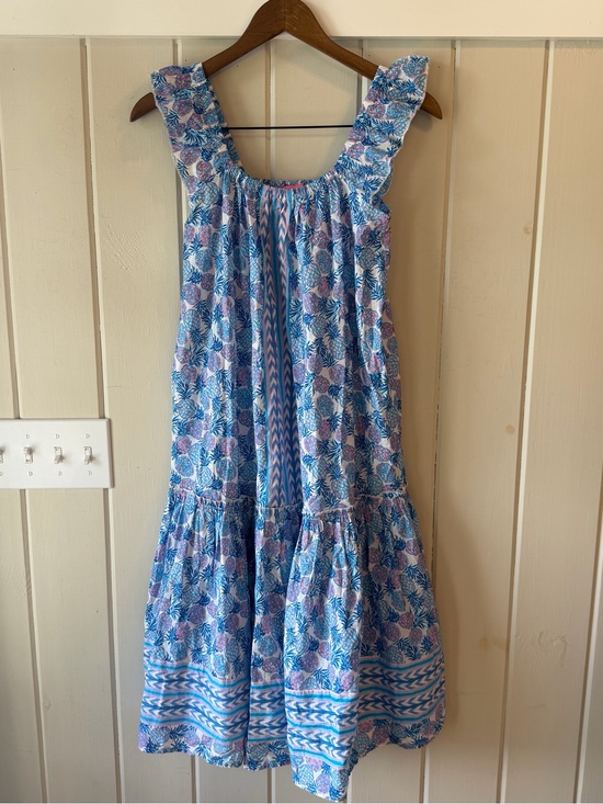 Simply Southern Dresses & Skirts - NWOT Simply Southern Blue and Pink Pineapple Print Tiered Sundress, Size Small